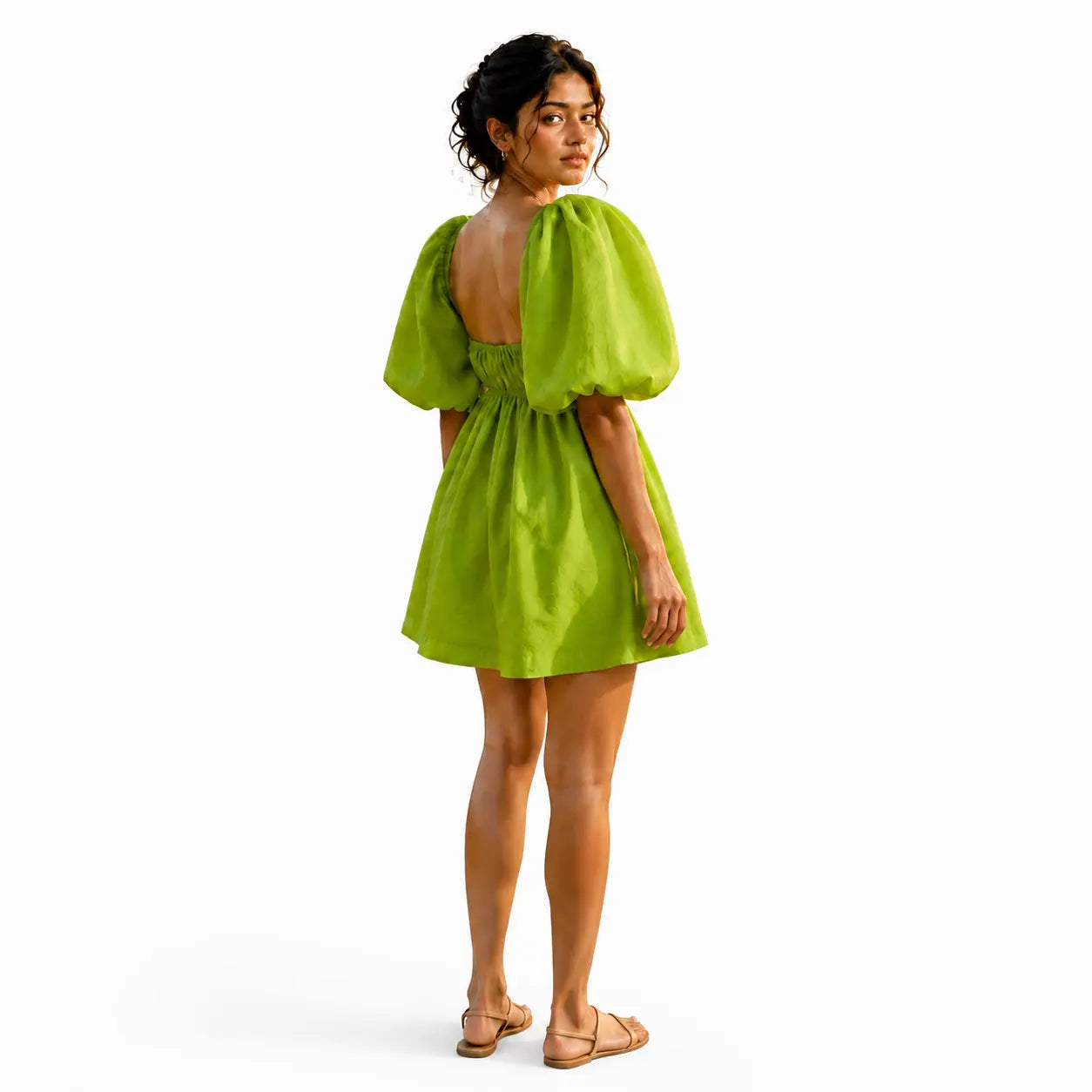 Resort Wear Puff-Sleeve Mini Dress