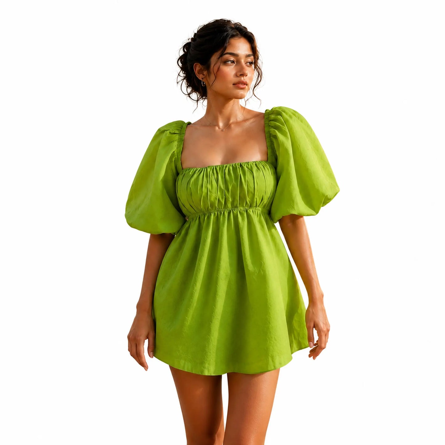Resort Wear Puff-Sleeve Mini Dress